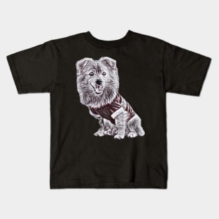 Pomeranian Portrait - Pomeranian Gift Black and White Sketch Kids T-Shirt